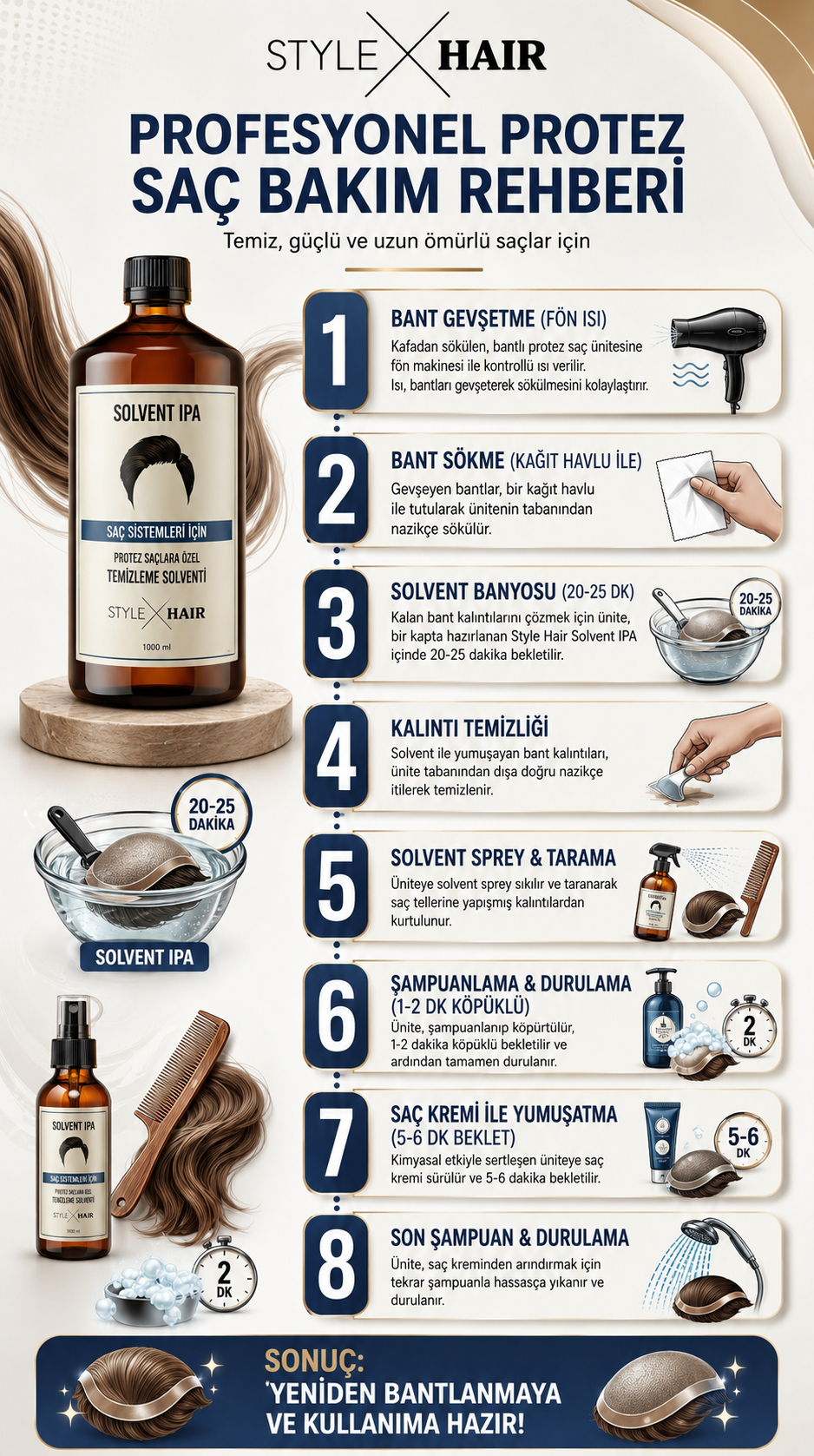 Style Hair Protez Saç Temizleme Solventi 1 LT
