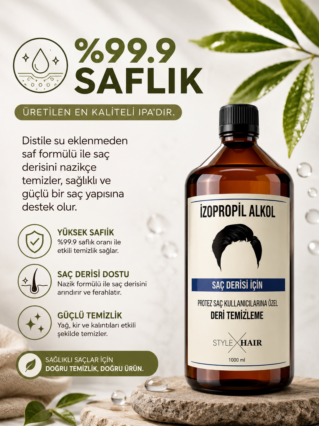 Style Hair Protez Saç Deri Temizleme %99.9 Saf (20 Adet)