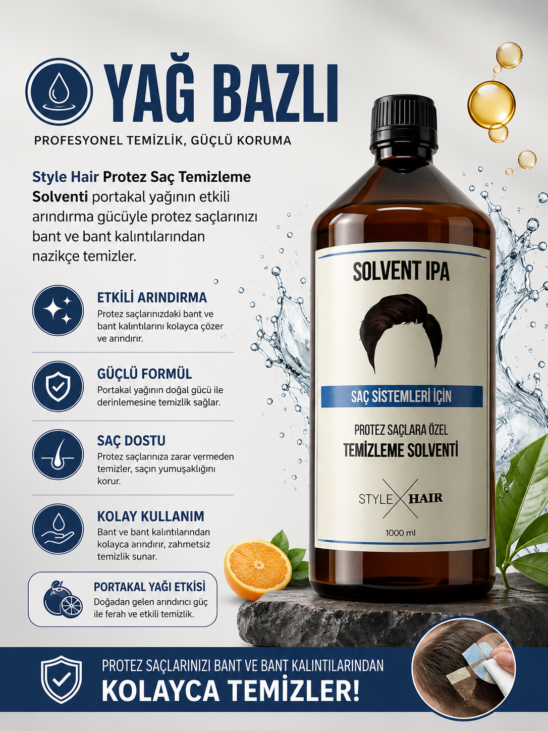 Style Hair Protez Saç Temizleme Solventi 1 LT